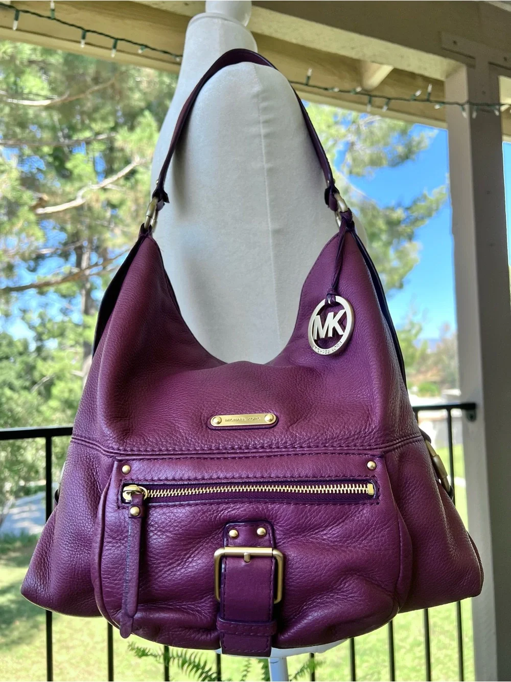 Michael Kors Austin Hobo Bag Purple Leather.